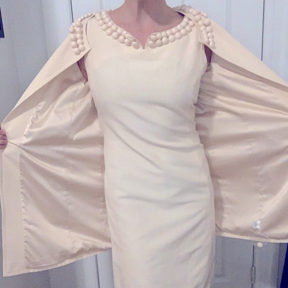 Talbots Dresses & Skirts - TALBOTS Cream Dress & Coat with Beaded collar 6/8